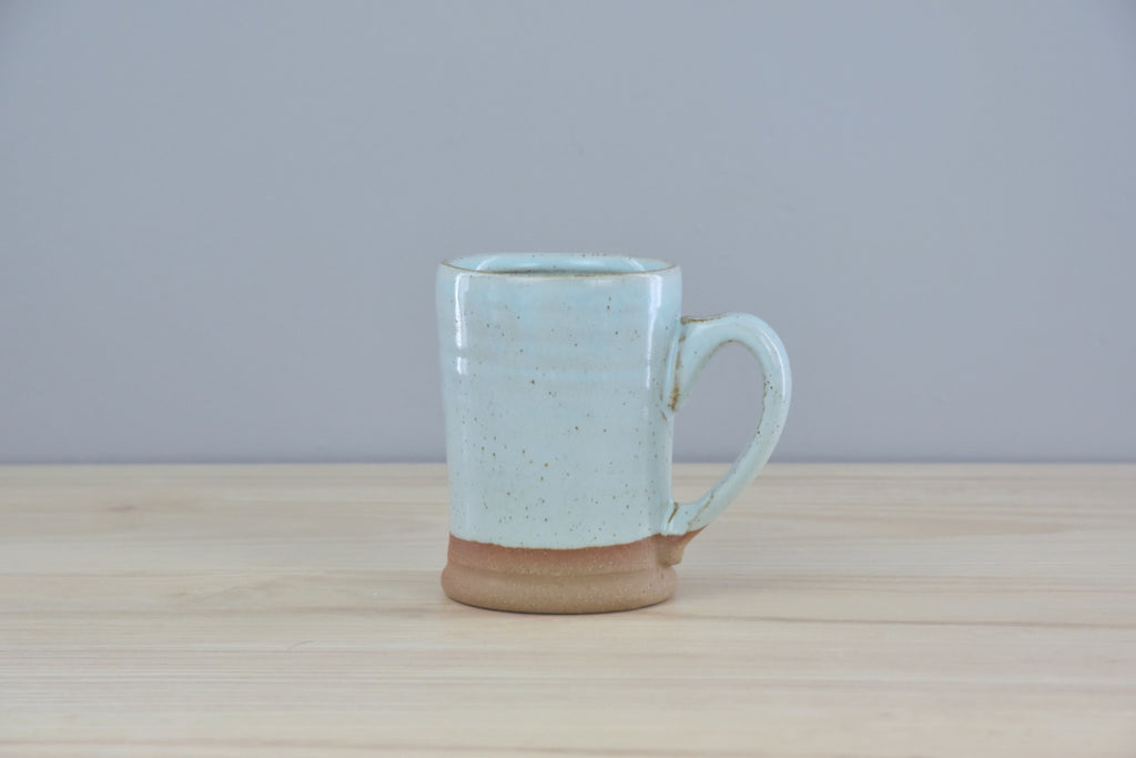 Set of Handmade Classic Mugs - White & Blue Glaze for clean, modern aesthetic - made by hand in Winchester, KY at Dirty South Pottery by Kentucky artists.
