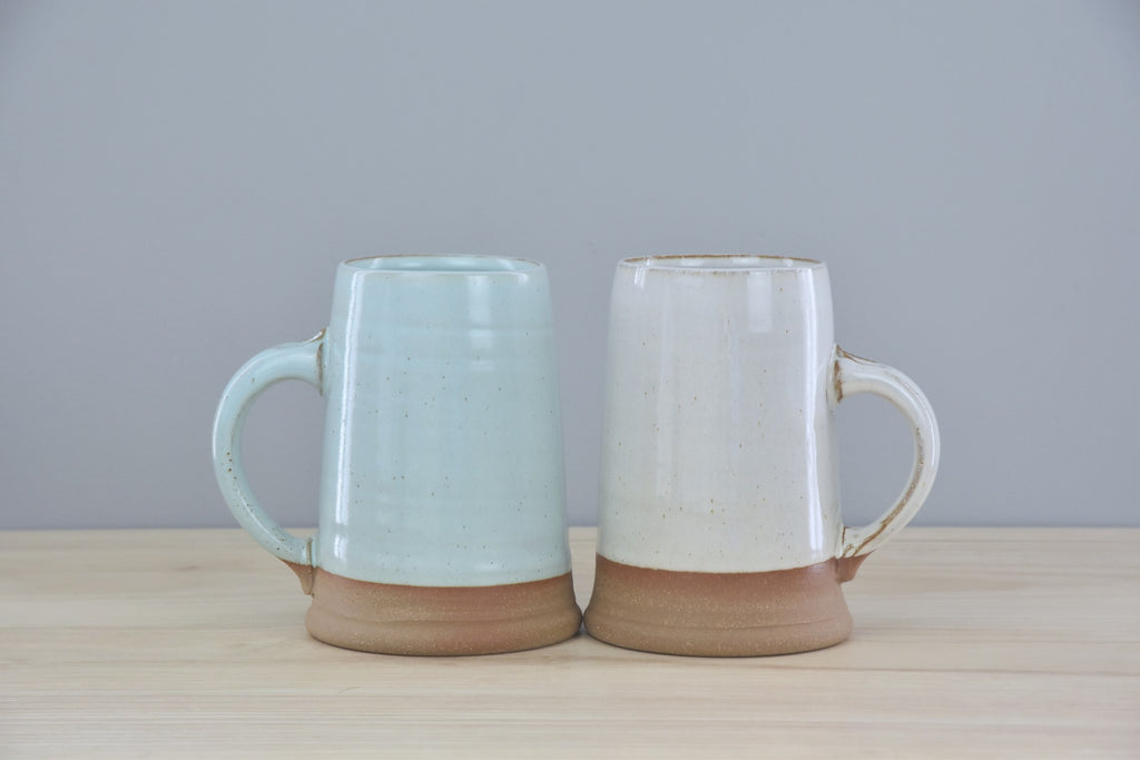 Handmade Ceramic Large Mug - in white & blue glaze for clean, modern aesthetic. All pottery made by hand in Winchester, KY by Kentucky artists