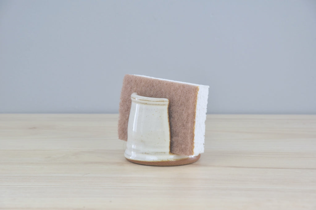Handmade Sponge Holder - White Glaze for clean, modern aesthetic - made by hand in Winchester, KY at Dirty South Pottery by Kentucky artists. 