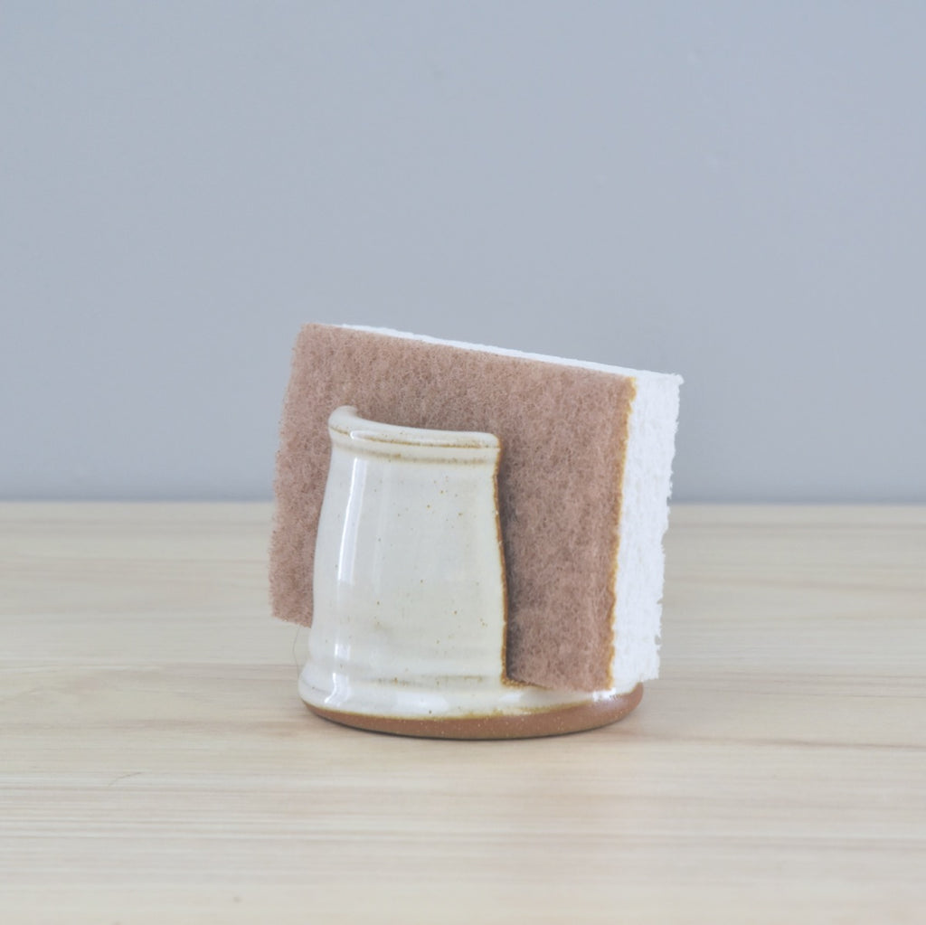 Handmade Sponge Holder - White Glaze for clean, modern aesthetic - made by hand in Winchester, KY at Dirty South Pottery by Kentucky artists. 