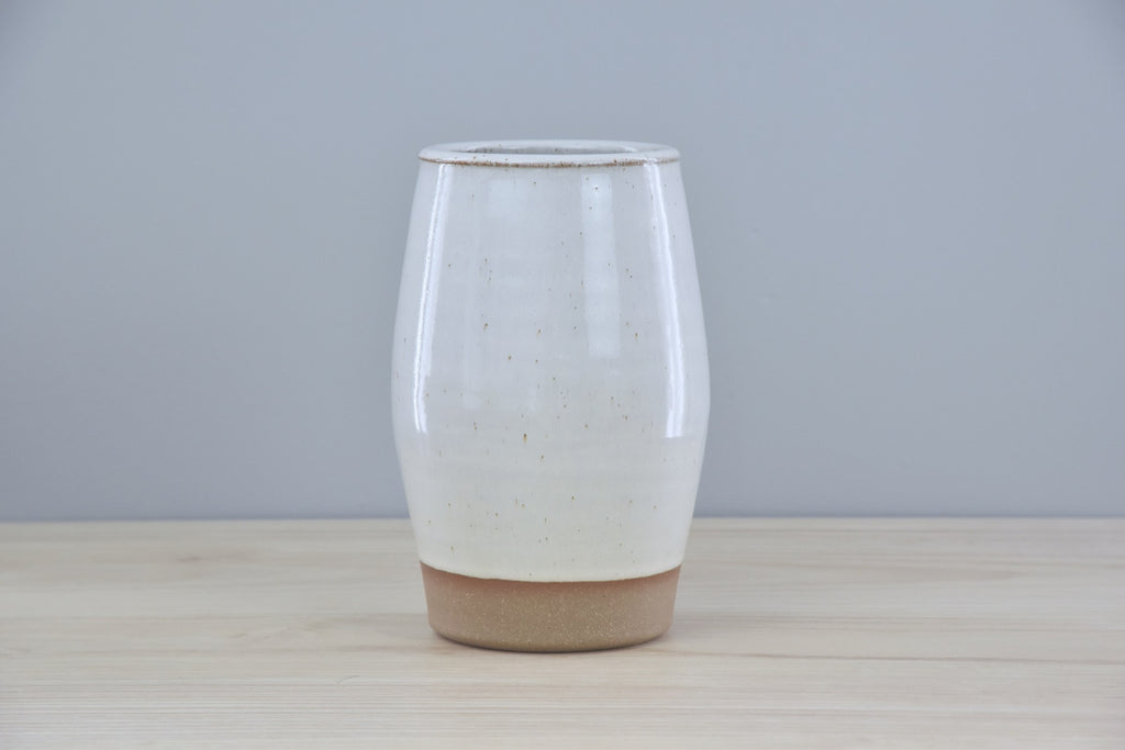 Handmade Flower Vase - White Glaze for clean, modern aesthetic - made by hand in Winchester, KY at Dirty South Pottery by Kentucky artists. 