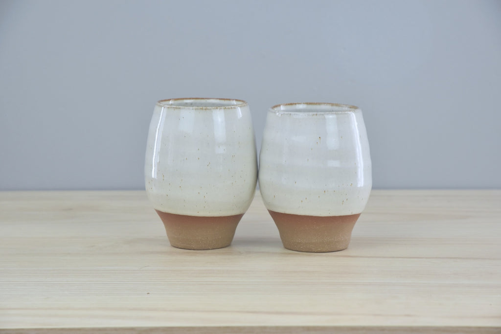 Set of Handmade Ceramic Wine Cup - in white glaze for clean, modern aesthetic. All pottery made by hand in Winchester, KY by Kentucky artists
