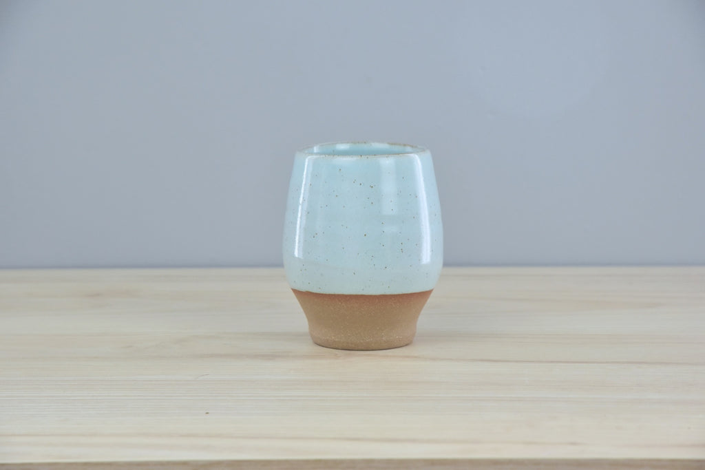 Handmade Ceramic Wine Cup - in pale blue glaze for clean, modern aesthetic. All pottery made by hand in Winchester, KY by Kentucky artists