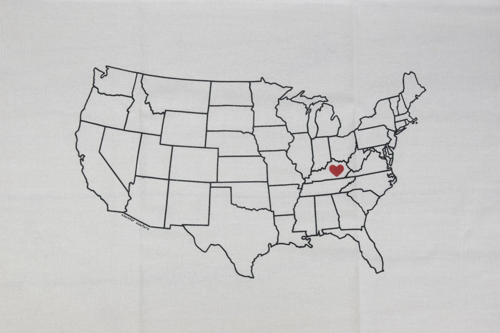 Kentucky Love Map Tea Towel
