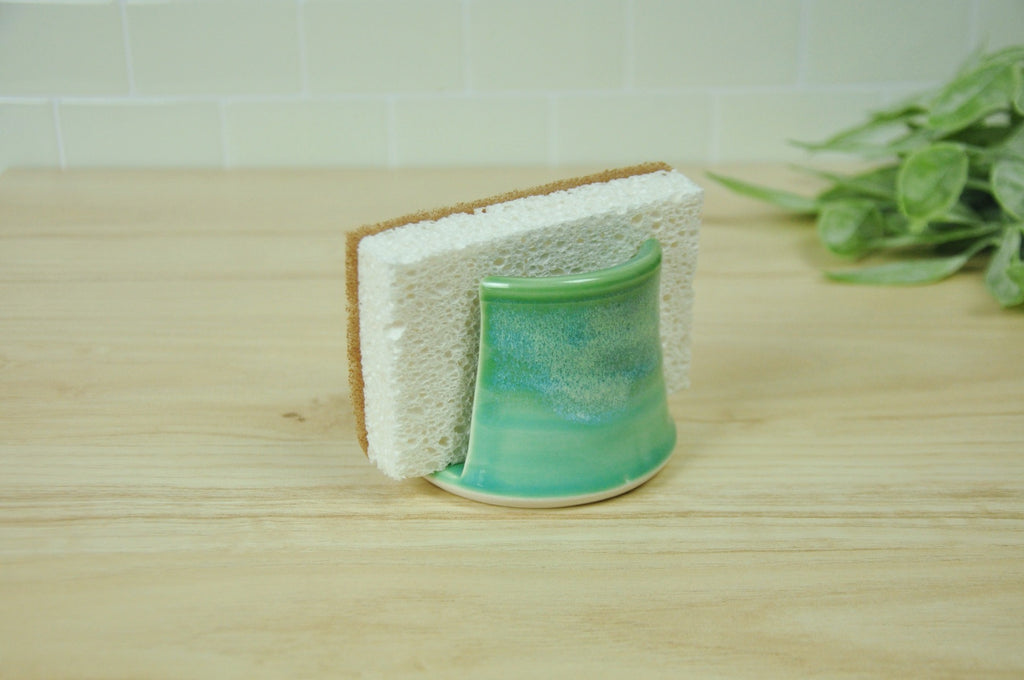 Sponge Holder in Ocean Jade - Perfect for sponges, napkins, and other items. Handmade in Kentucky