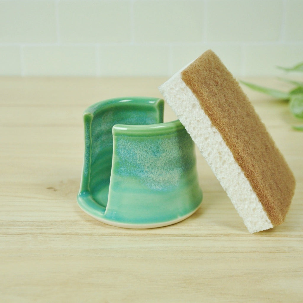 Sponge Holder in Ocean Jade - Perfect for sponges, napkins, and other items. Handmade in Kentucky