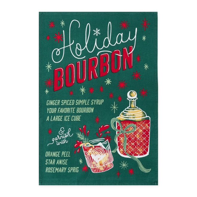 Holiday Bourbon Cocktail Dish Towel