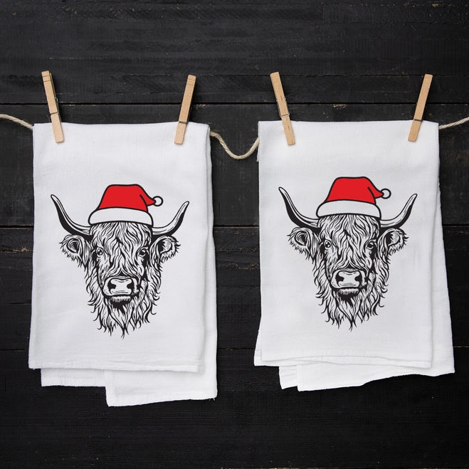 Holiday Cow Tea Towel