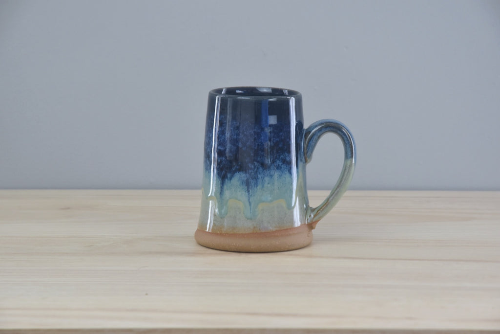 Handmade Bigfoot Mug - perfect gift for outdoor enthusiasts and lovers. Made in Kentucky. Green and Blue glaze. Sasquatch Mug, Yeti Mug