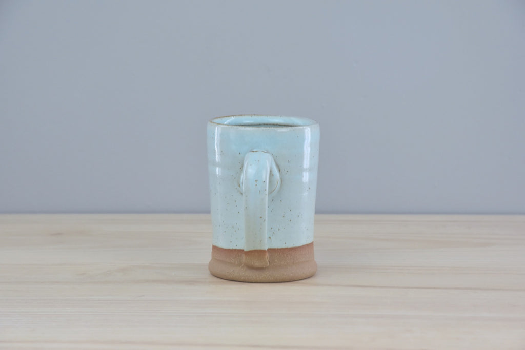 Set of Handmade Classic Mugs - White & Blue Glaze for clean, modern aesthetic - made by hand in Winchester, KY at Dirty South Pottery by Kentucky artists.