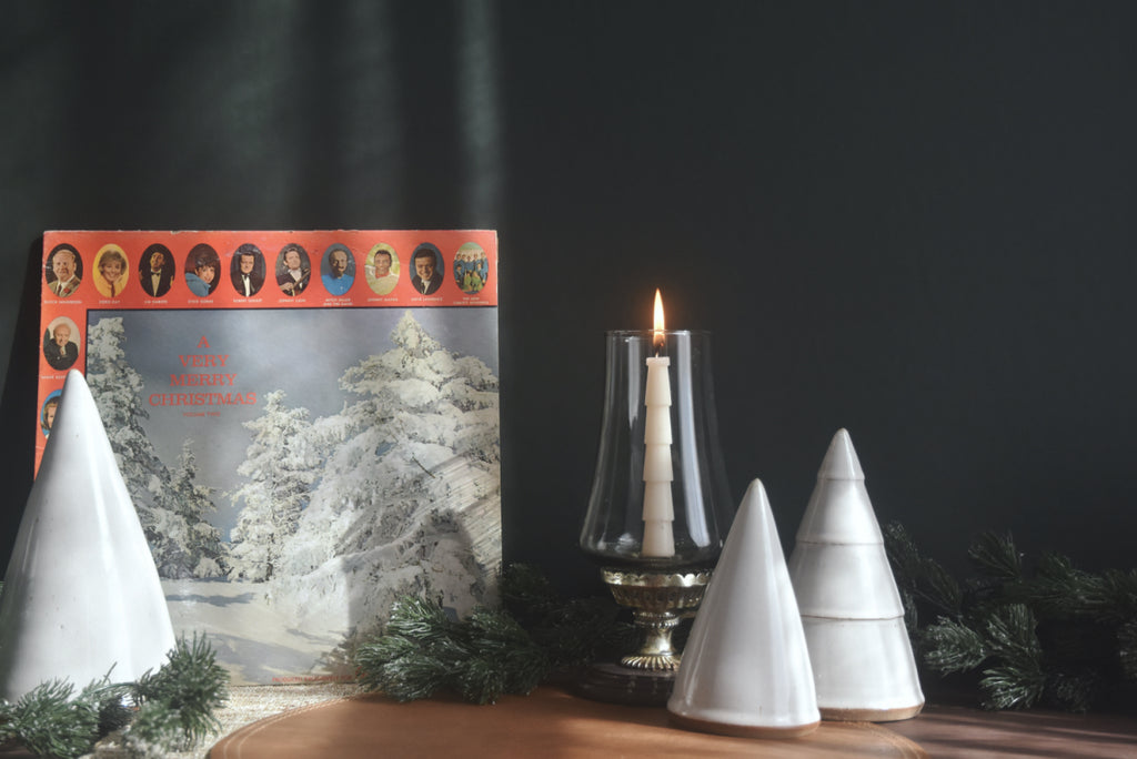 Handmade ceramic white Christmas trees in small, medium, large - made in Kentucky