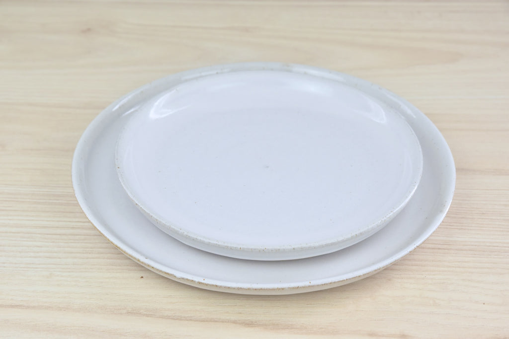 Set of Handmade Lunch & Dinner Plates - White Glaze for clean, modern aesthetic - made by hand in Winchester, KY at Dirty South Pottery by Kentucky artists. 