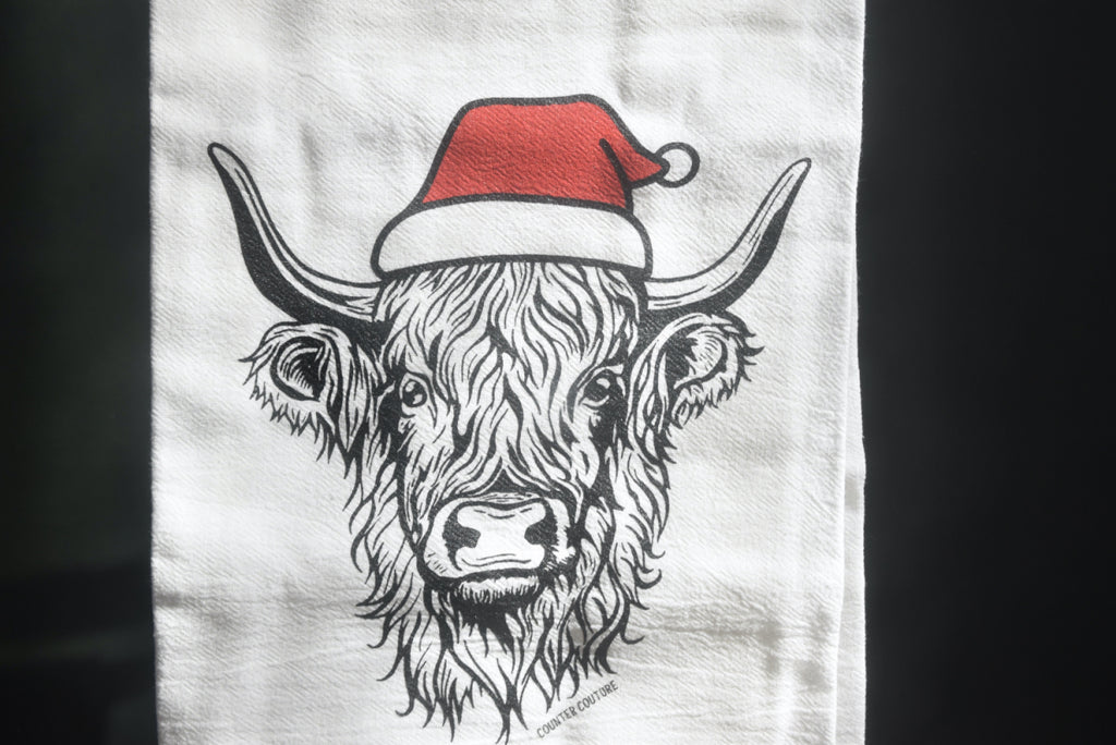Holiday Cow Tea Towel