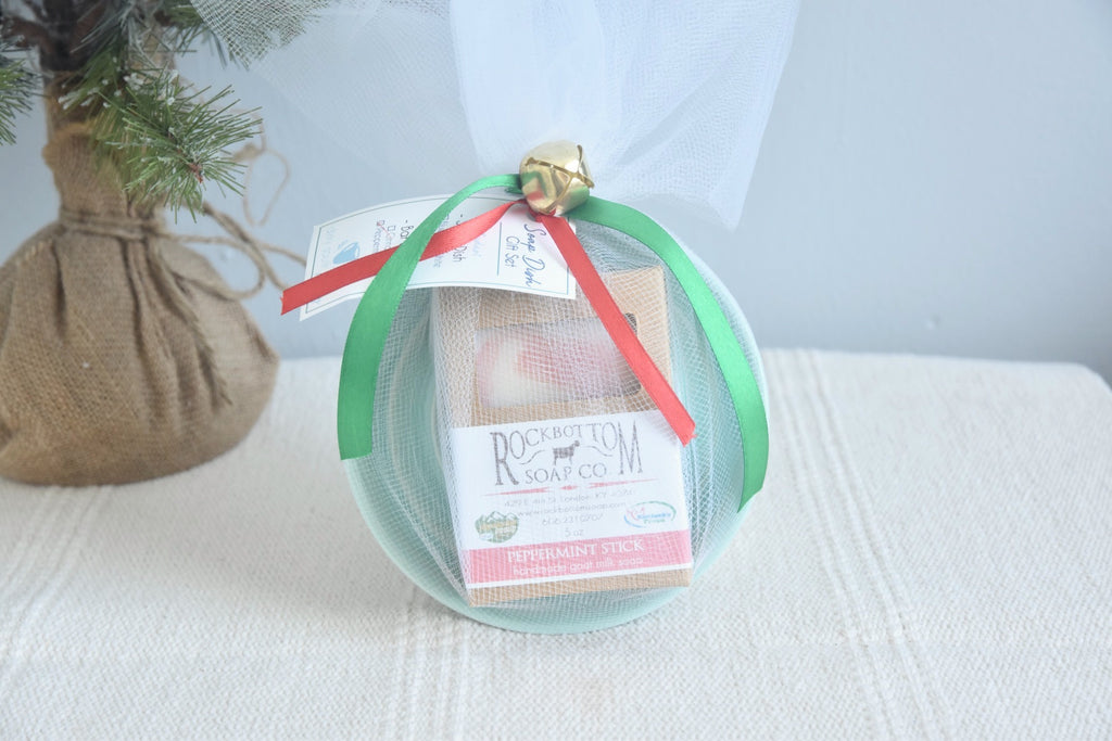 Handmade Soap Dish Gift Set with small batch soap & soap dish . Hostess gift idea . Teacher Gift idea