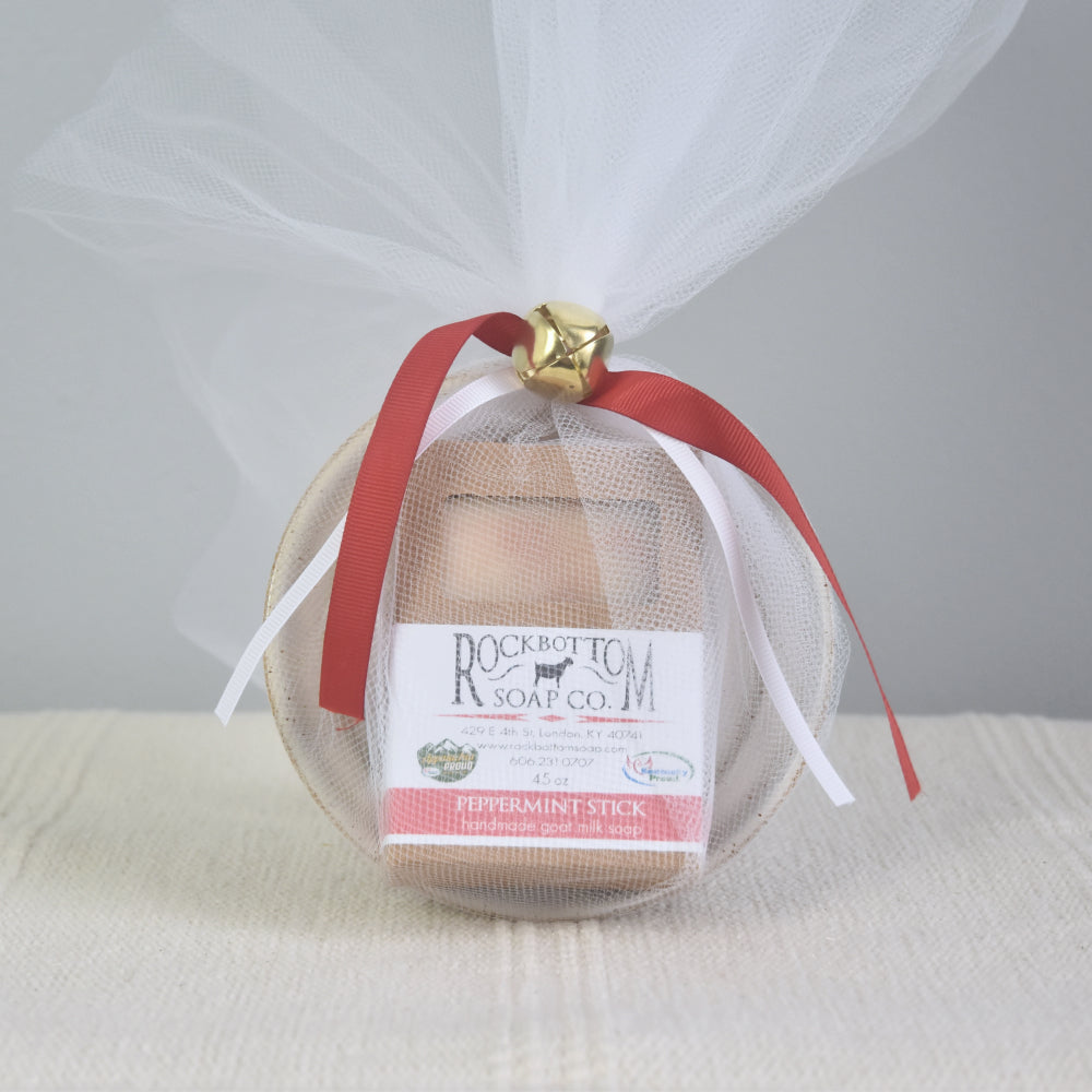 Handmade Soap Dish Gift Set with small batch soap & soap dish . Hostess gift idea . Teacher Gift idea