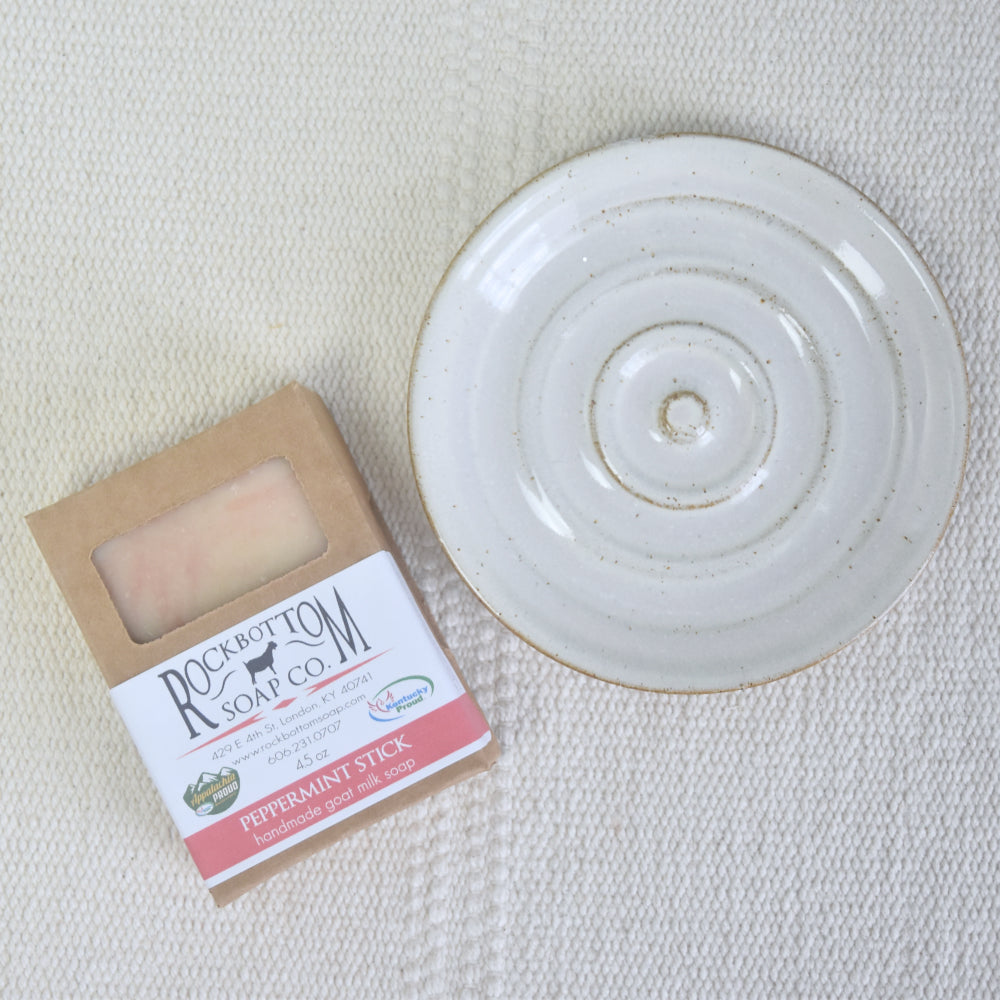 Handmade Soap Dish Gift Set with small batch soap & soap dish . Hostess gift idea . Teacher Gift idea