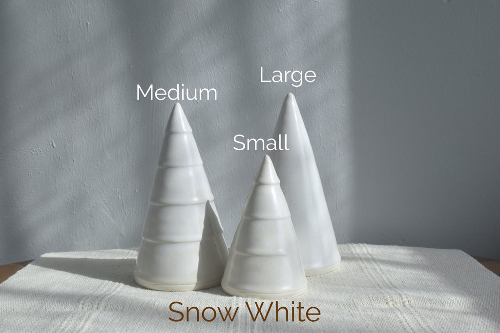 Snow White Handmade Ceramic Christmas Trees - handmade in Winchester, KY - copyright Dirty South Pottery