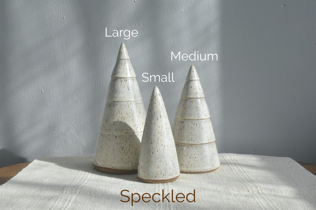 Speckled Handmade Ceramic Christmas Trees - handmade in Winchester, KY - copyright Dirty South Pottery