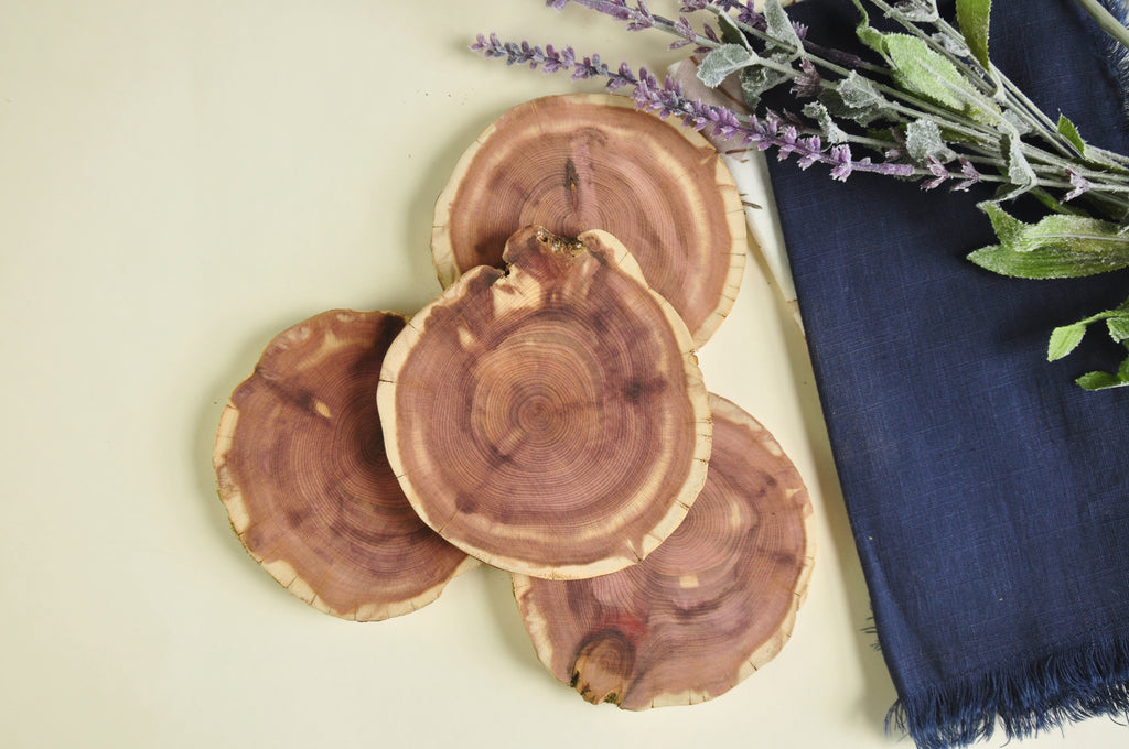 Wooden Cedar Coasters | Set of Four