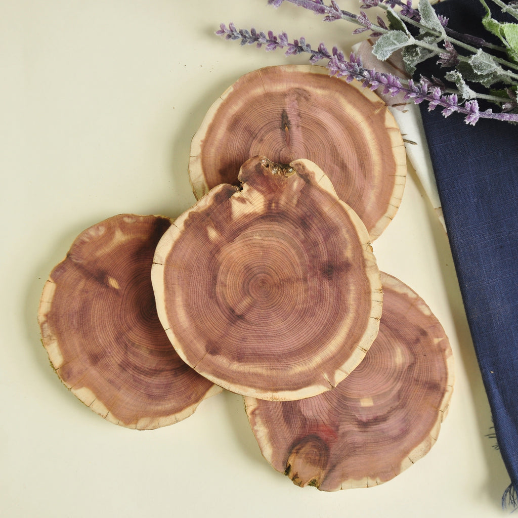 Wooden Cedar Coasters | Set of Four