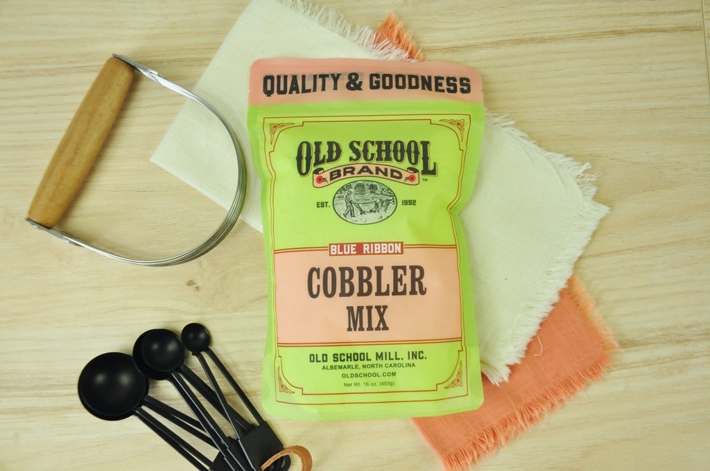 Old School Brand Cobbler Mix pairs perfectly as a gift with our handmade Pie Dish in Winchester, KY