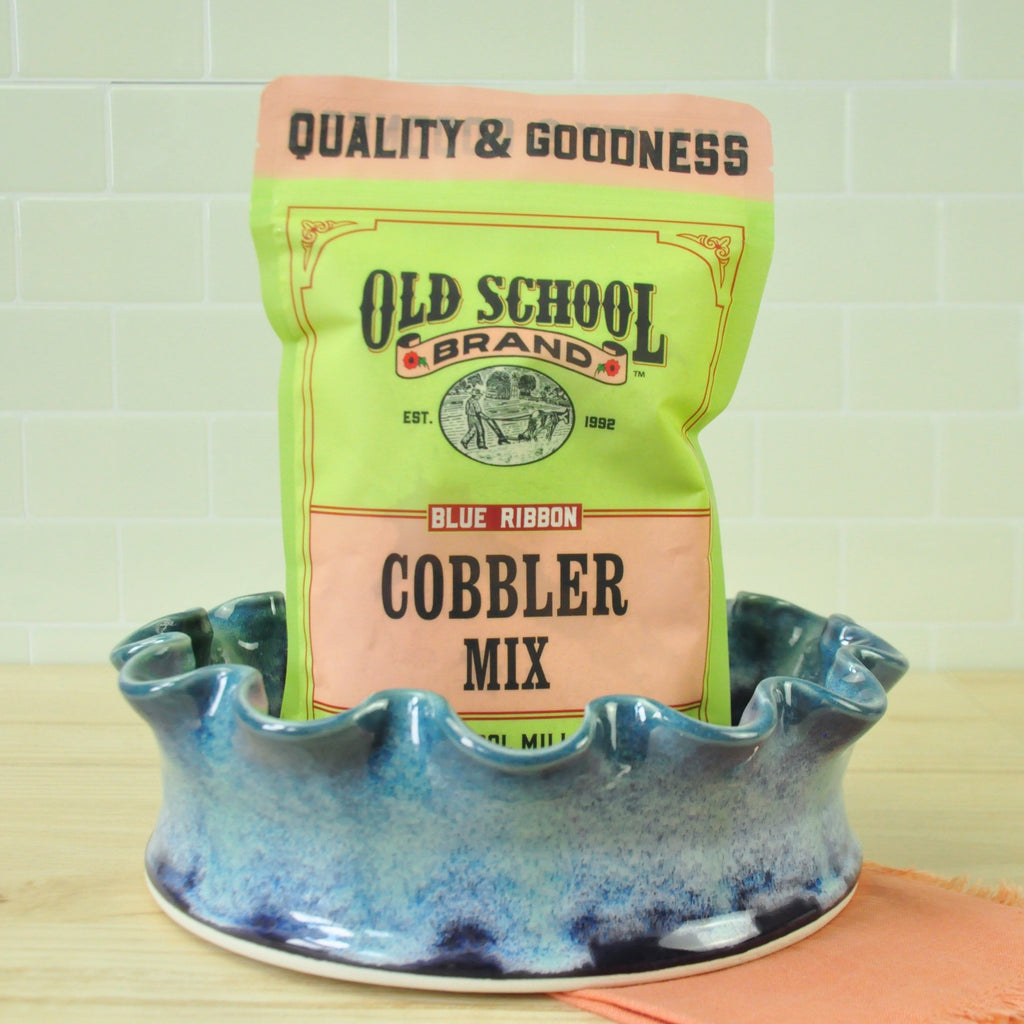 Old School Brand Cobbler Mix pairs perfectly as a gift with our handmade Pie Dish in Winchester, KY
