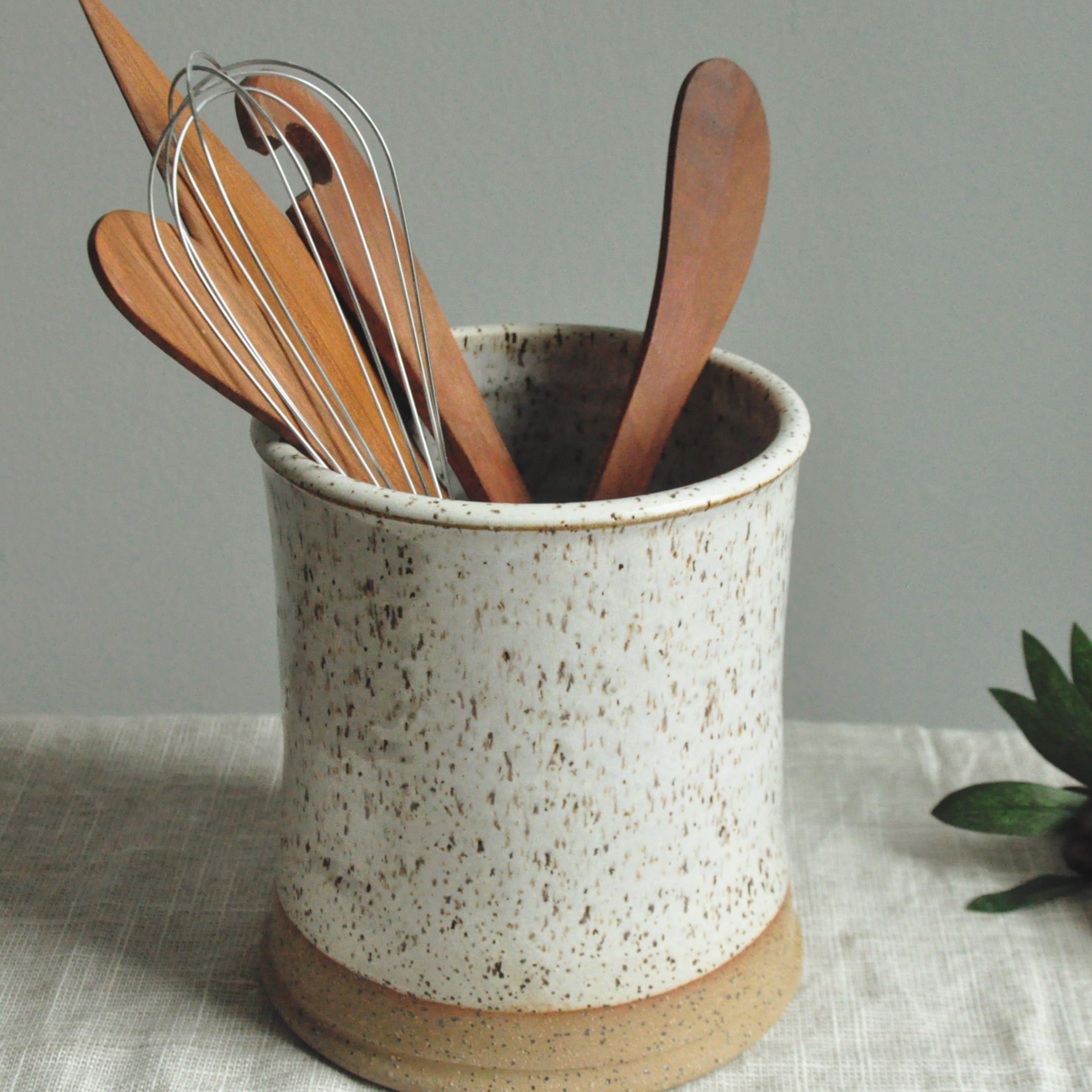 The GG Collection Brown Wood Freestanding Utensil Crock in the