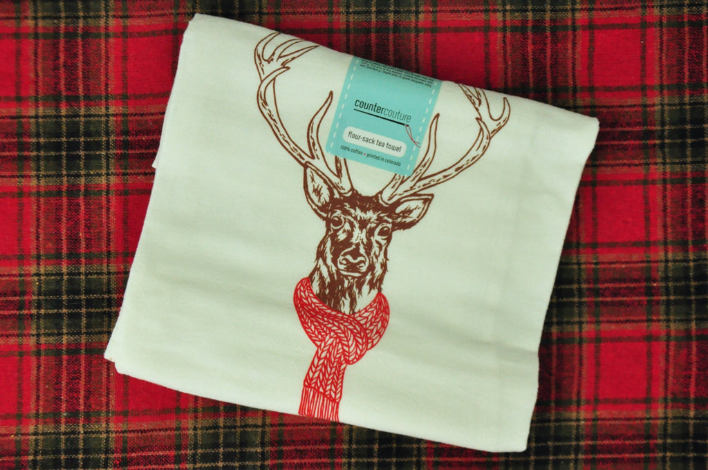 Holiday Deer Tea Towel