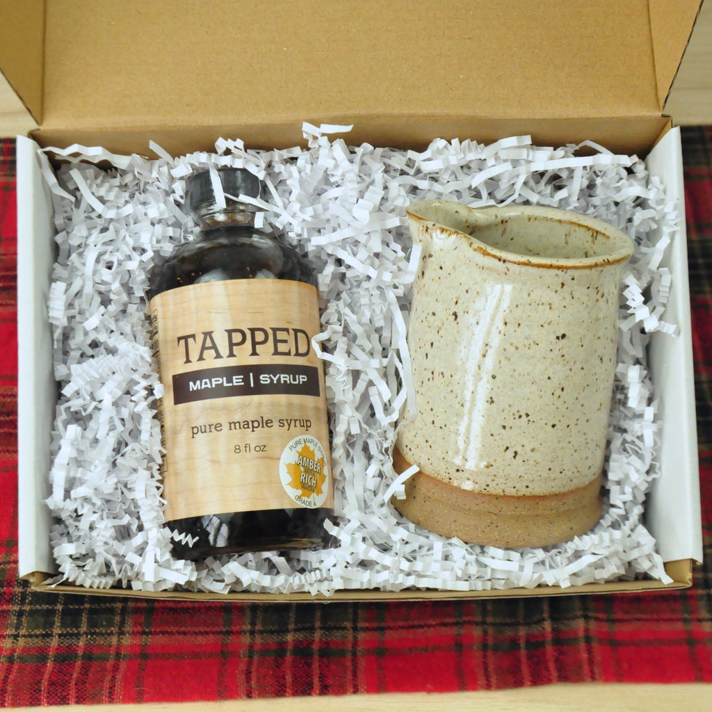 Lil Maple Gift Set - Includes a handmade syrup pitcher and grade A maple syrup . gift idea for teacher, gift idea for coworker, gifts for mom