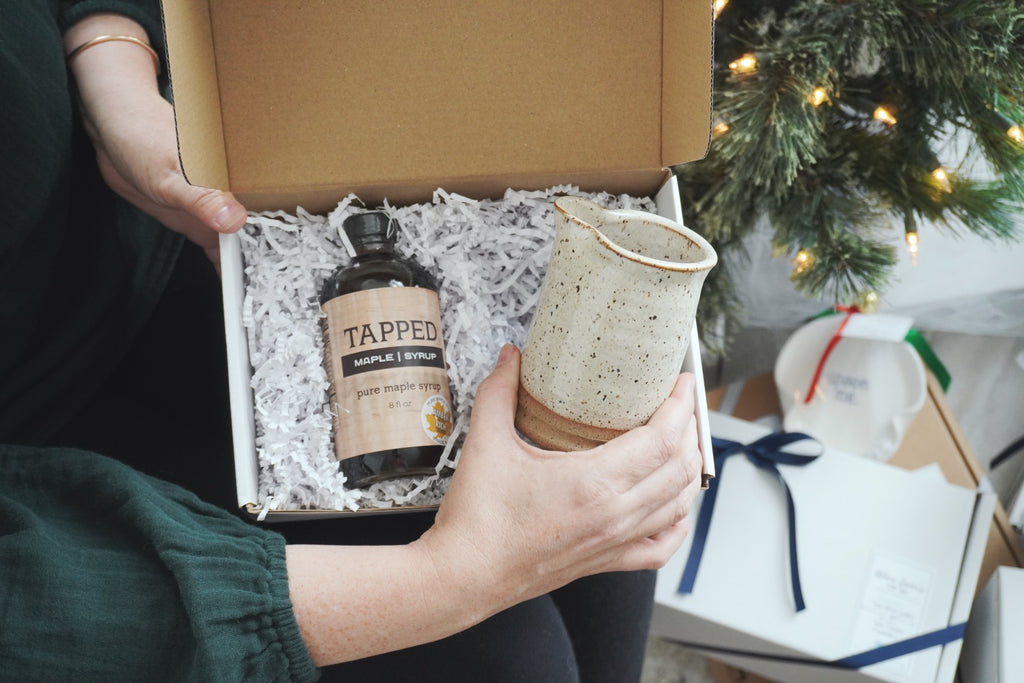 Lil Maple Gift Set - Includes a handmade syrup pitcher and grade A maple syrup . gift idea for teacher, gift idea for coworker, gifts for mom