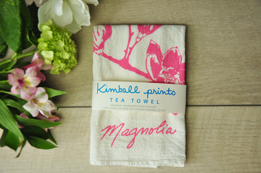 Magnolia Flower Tea Towel