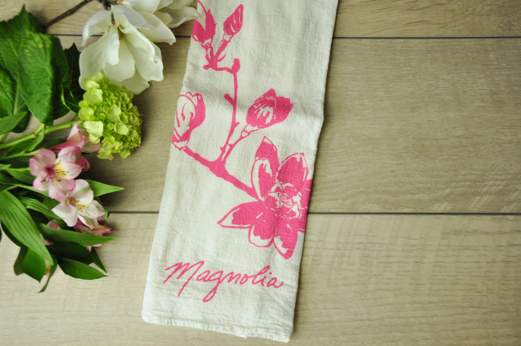 Magnolia Flower Tea Towel