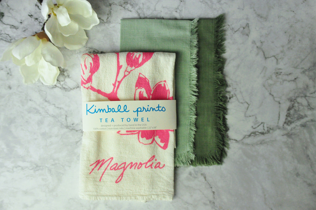 Magnolia Flower Tea Towel