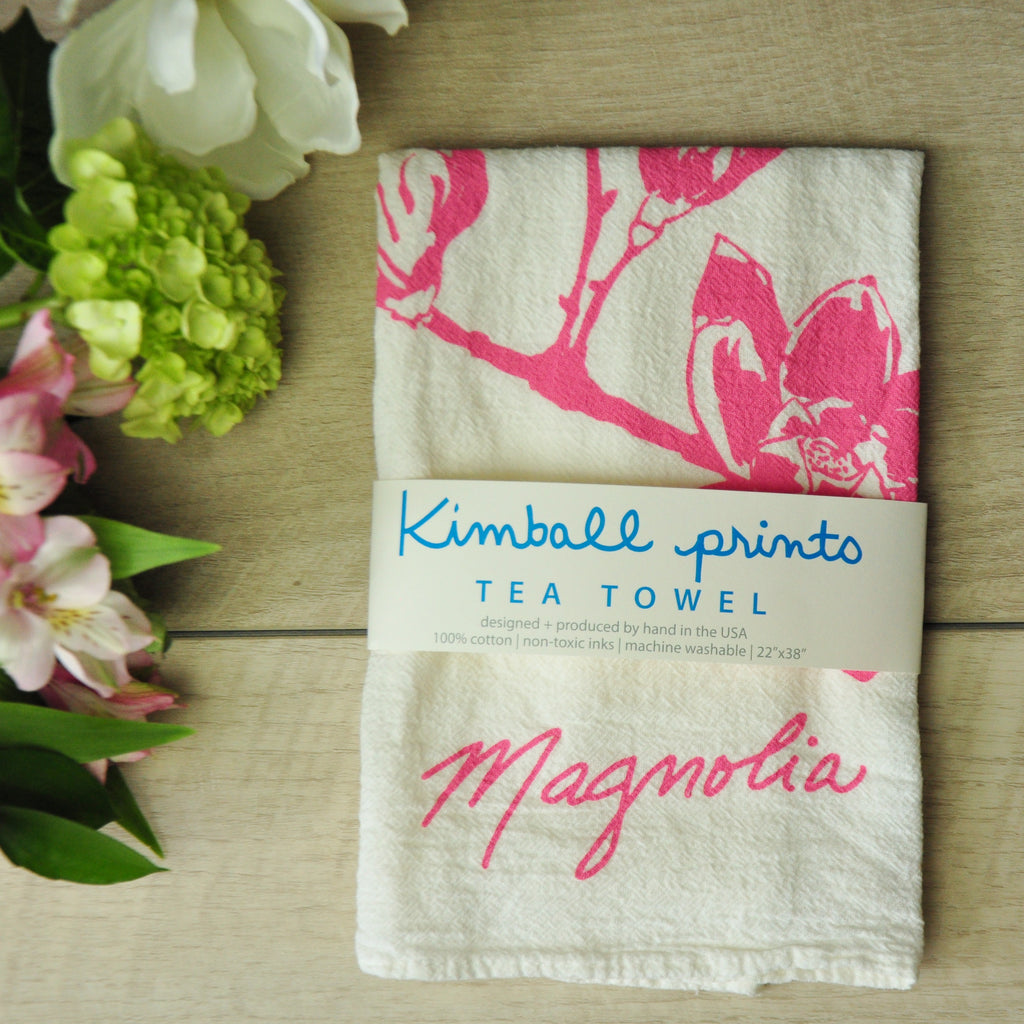 Magnolia Flower Tea Towel