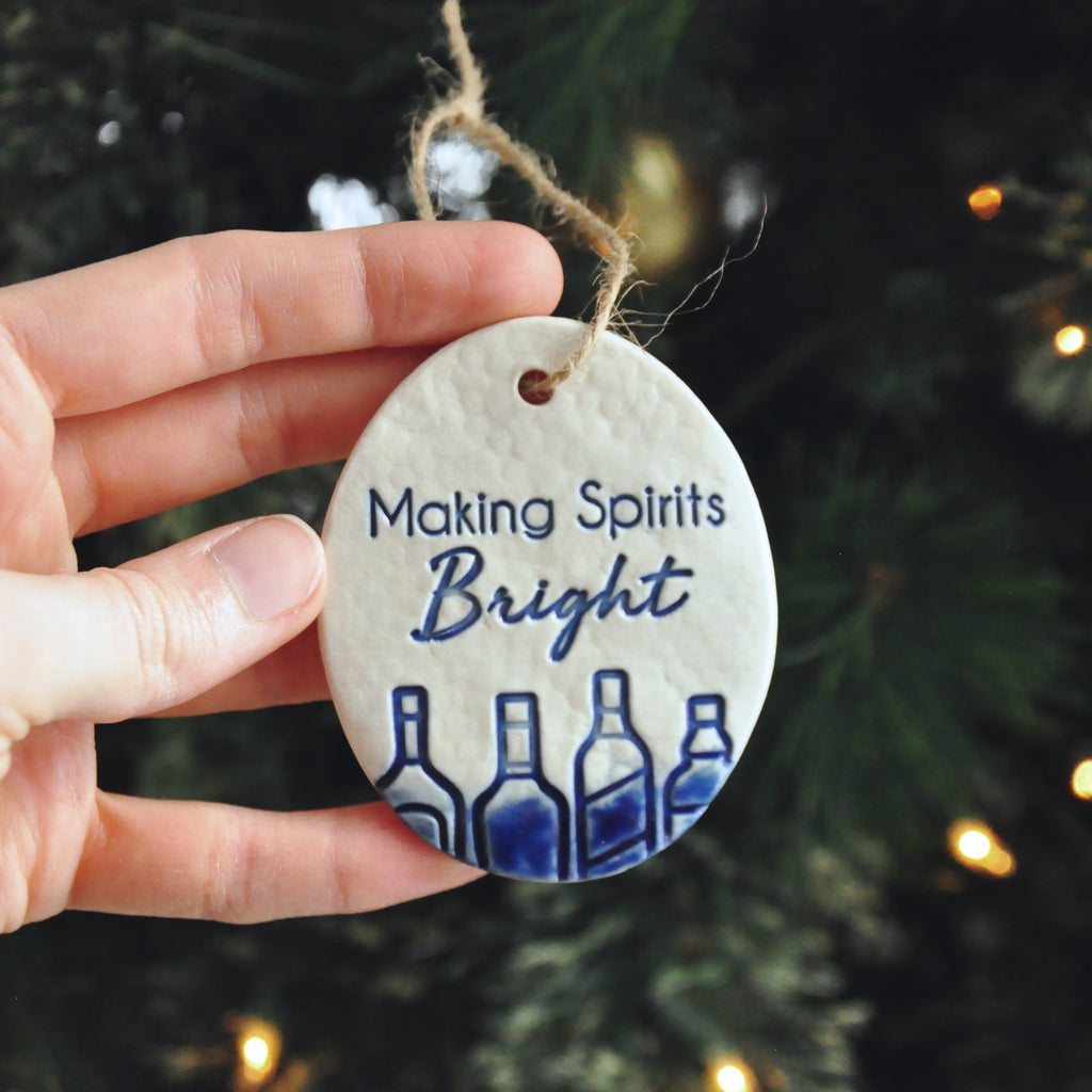 Making Spirits Bright ornament - Bourbon ornament, Whiskey ornament, gift