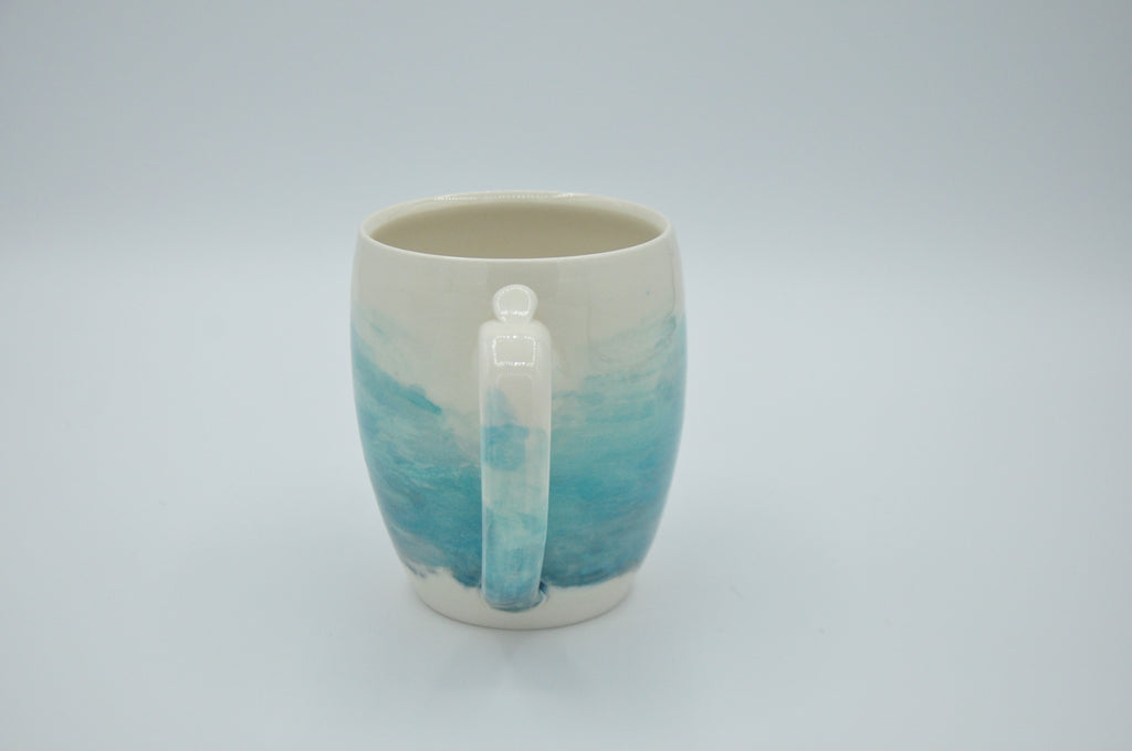 Watercolor Mug - Ombre Blue glaze is handprinted onto our handmade pottery. Made in Kentucky
