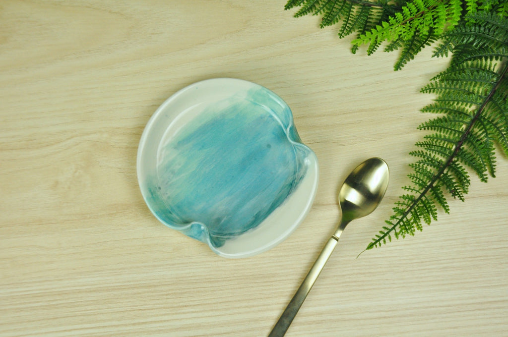Watercolor Spoon Rest - Perfect for a coastal kitchen. Handmade in Winchester, KY