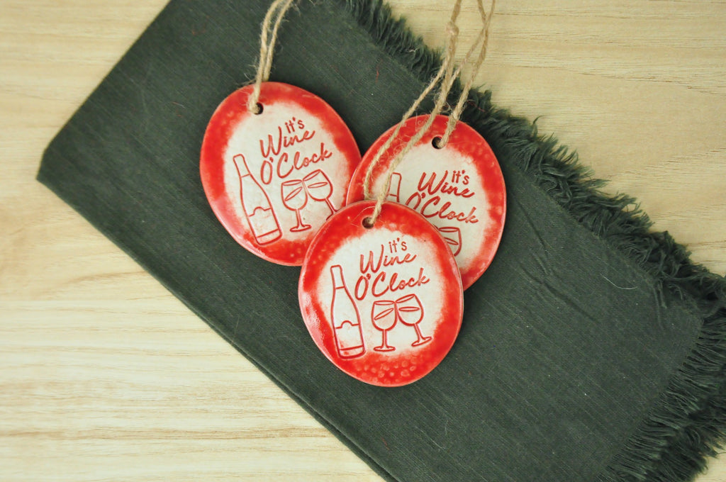 Funny Ornaments for Wine Lovers, this handmade Wine O'clock Ornament is a great gift. 