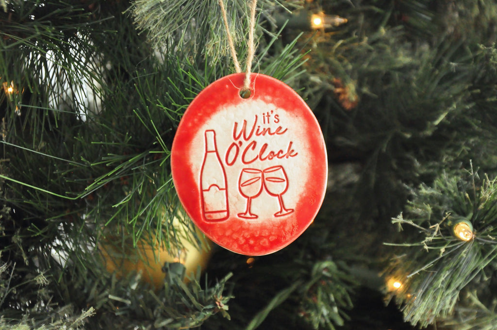 Funny Ornaments for Wine Lovers, this handmade Wine O'clock Ornament is a great gift. 