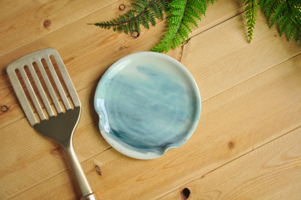Watercolor Spoon Rest - Perfect for a coastal kitchen. Handmade in Winchester, KY